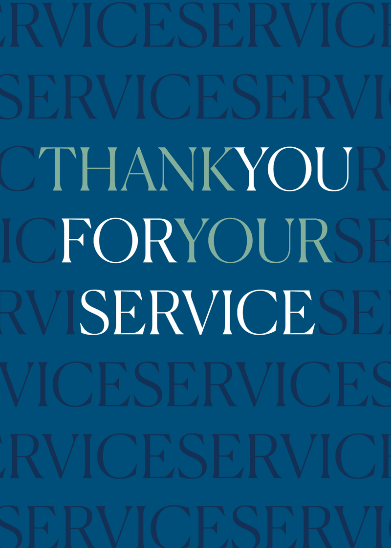 Thank You For Your Service Greeting Card M4