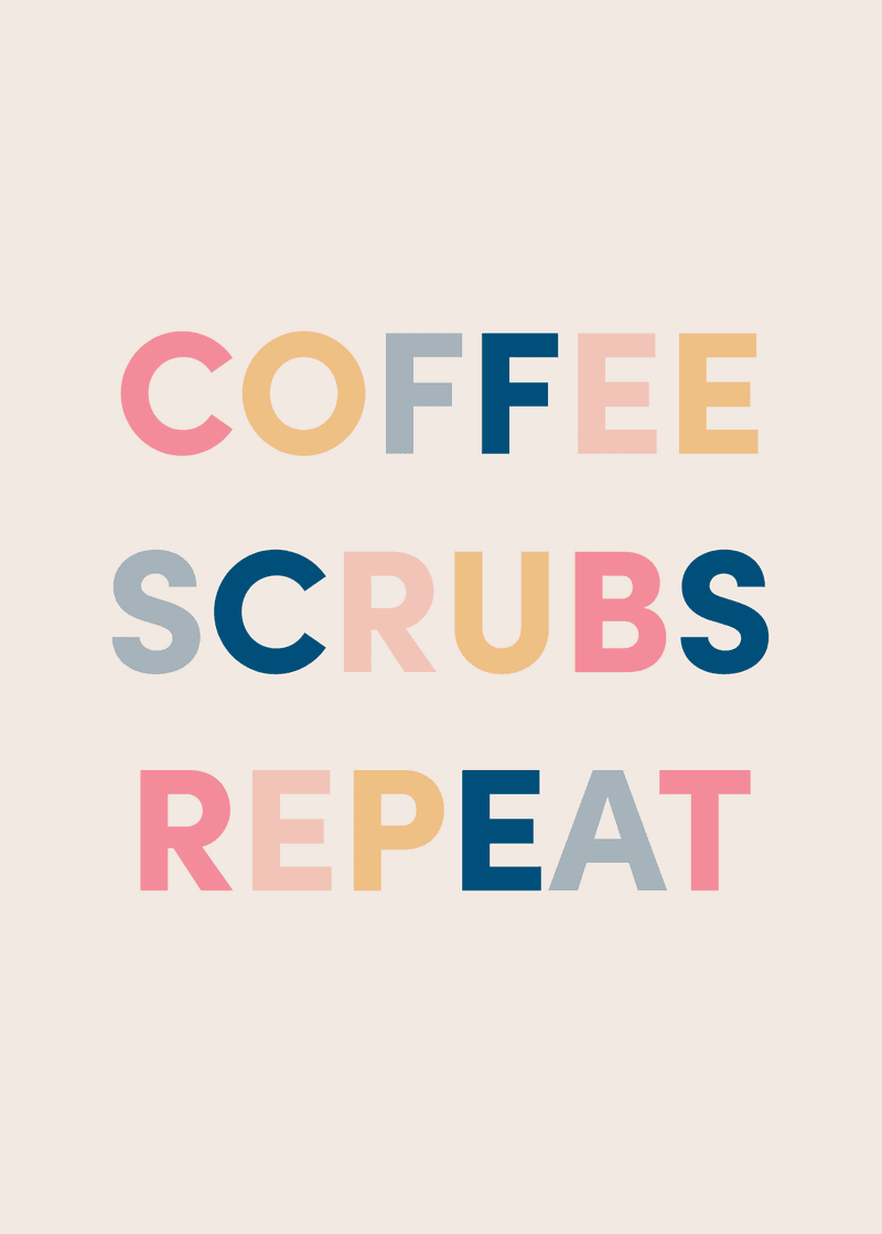 Coffee Scrubs Repeat Greeting Card T7