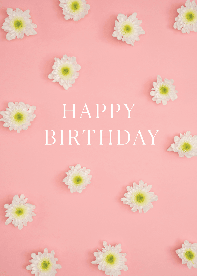 Happy Birthday Flowers Greeting Card A4